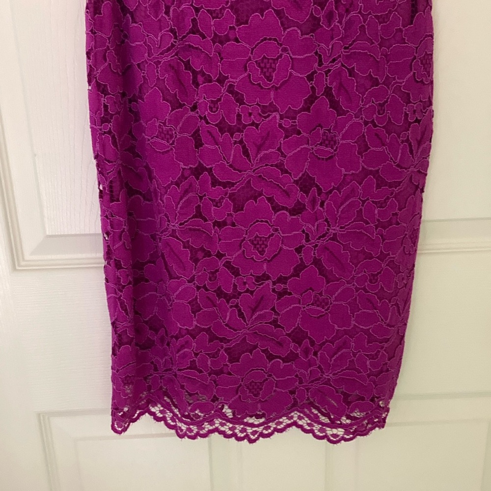 Tahari Purple Sheath Midi Dress with Cap Sleeves - Picture 6 of 7